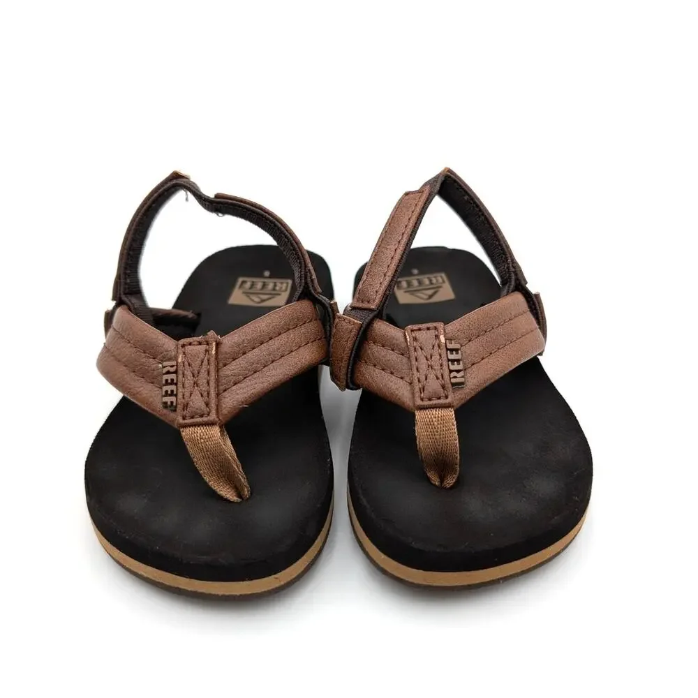 Reef Little Ahi Flip Flop Sandals Slingback Strap Little Kids Brown Sz US6 EU22